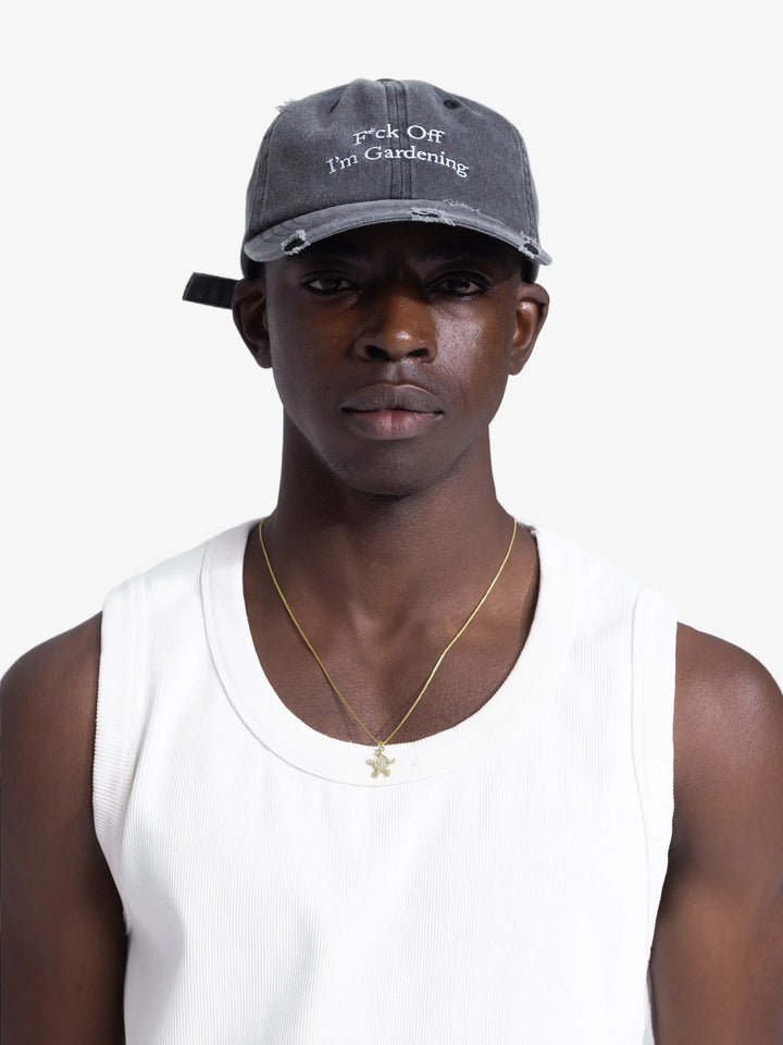 “F*ck Off I'm Gardening” Cap Distressed - Washed Charcoal