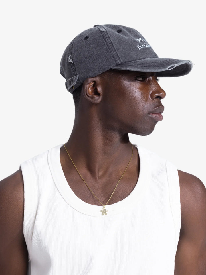 “F*ck Off I'm Gardening” Cap Distressed - Washed Charcoal