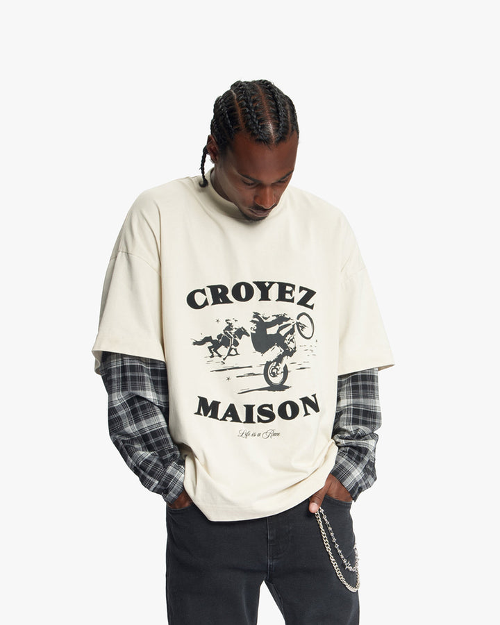 Croyez Layered Race T-Shirt | Light Beige