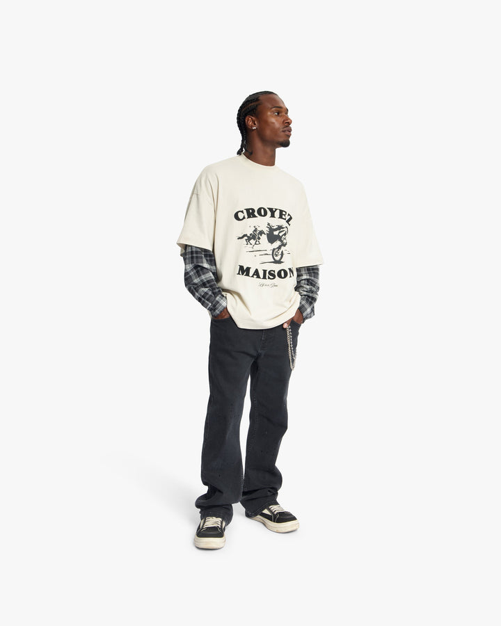 Croyez Layered Race T-Shirt | Light Beige