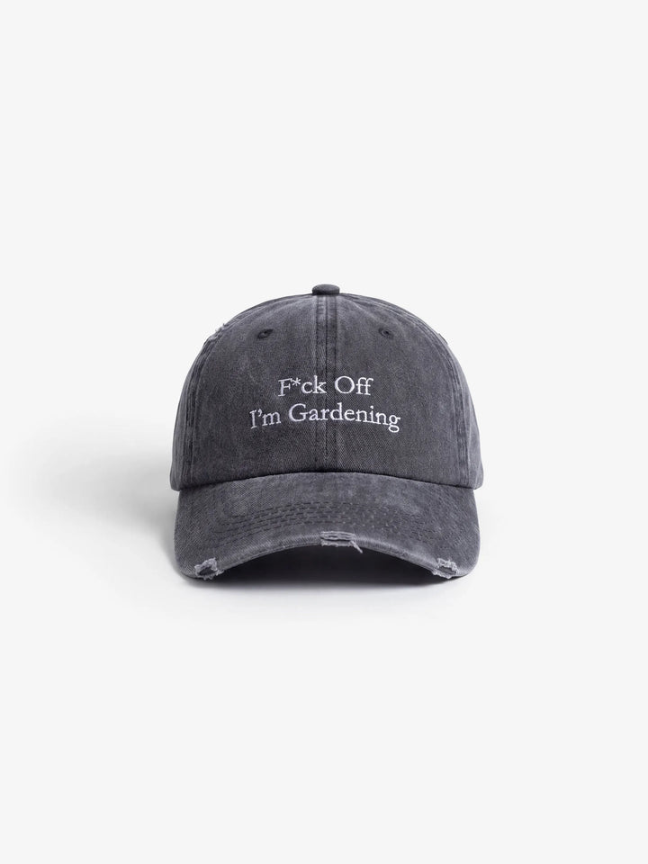 “F*ck Off I'm Gardening” Cap Distressed - Washed Charcoal